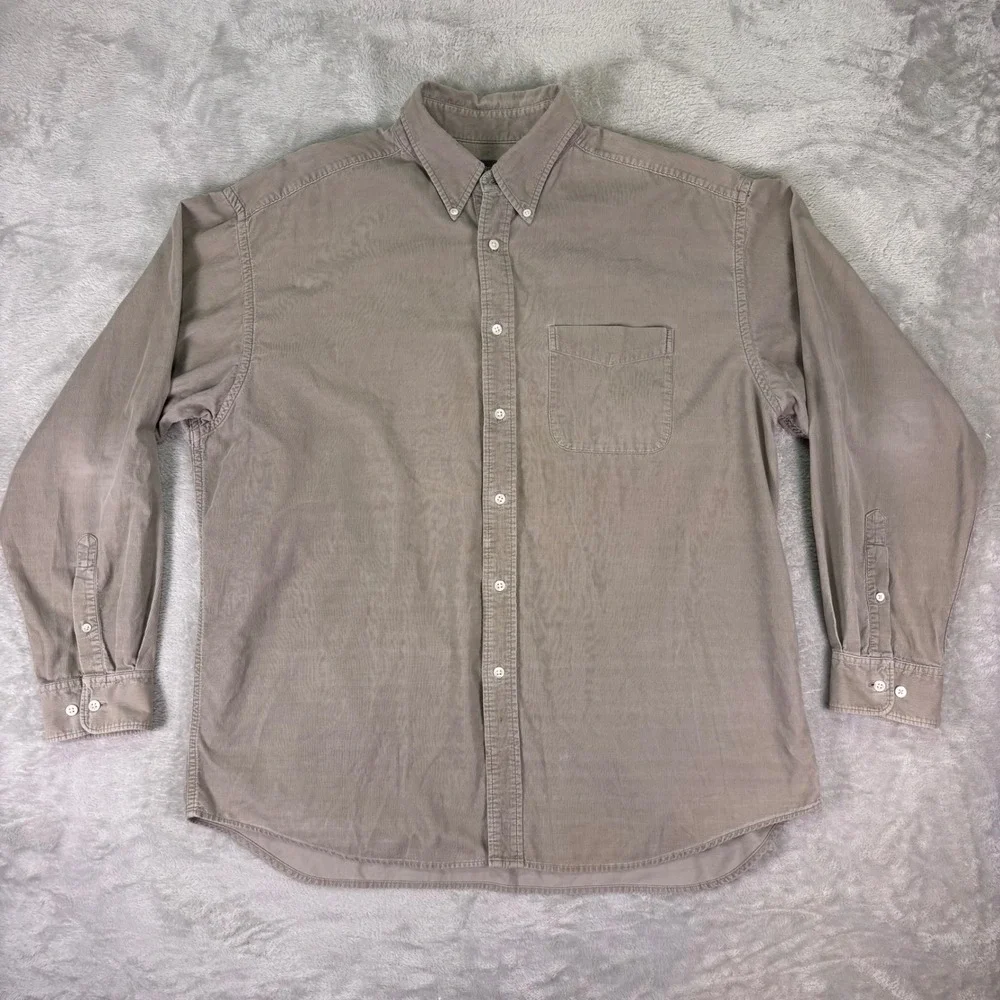 Banana Republic Men's‎ Corduroy Button Down Shirt Size XL Gray Long Sleeve